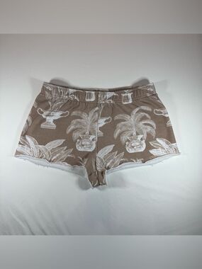 PacSun Potted Palm Tree Toile Print Fleece Cutoff Sweat Shorts Women's Size M